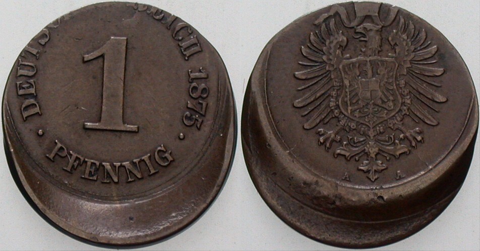 Verprägung von 1 Pfennig 1875  Sehr schön