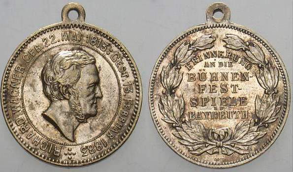 versilberte Bronzemedaille 1883 Gehenkelt, fleckige Patina, vorzüglich