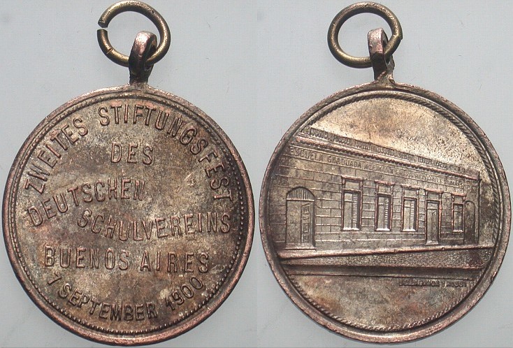 Versilberte Kupfermedaille 1900 Patina, vorzüglich