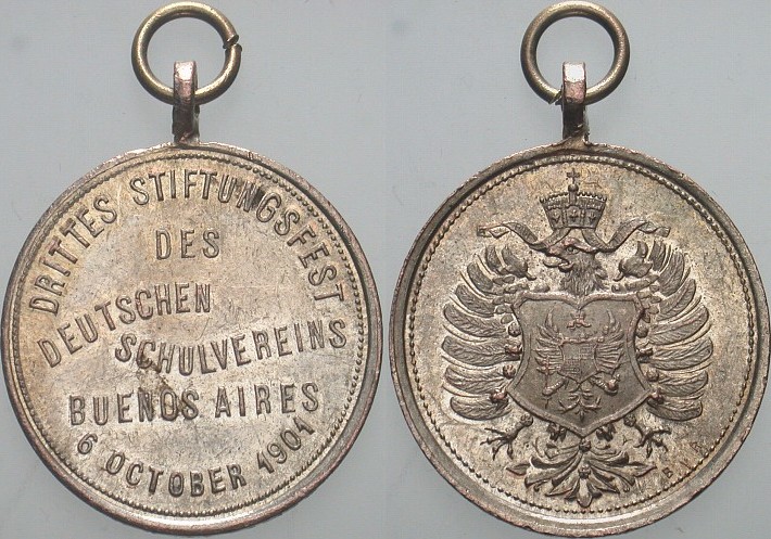 Versilberte Kupfermedaille 1901 Patina, vorzüglich
