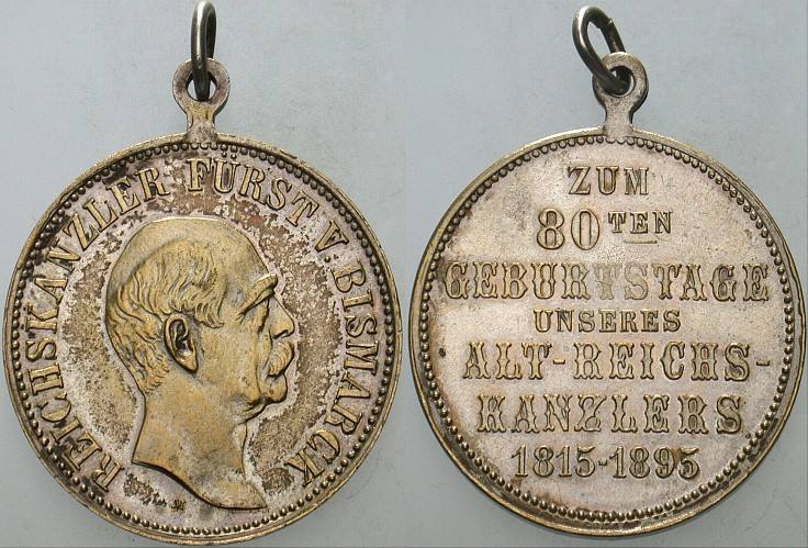 versilberte Medaille 1895 Slg.Böttcher 5409 Patina, vorzüglich